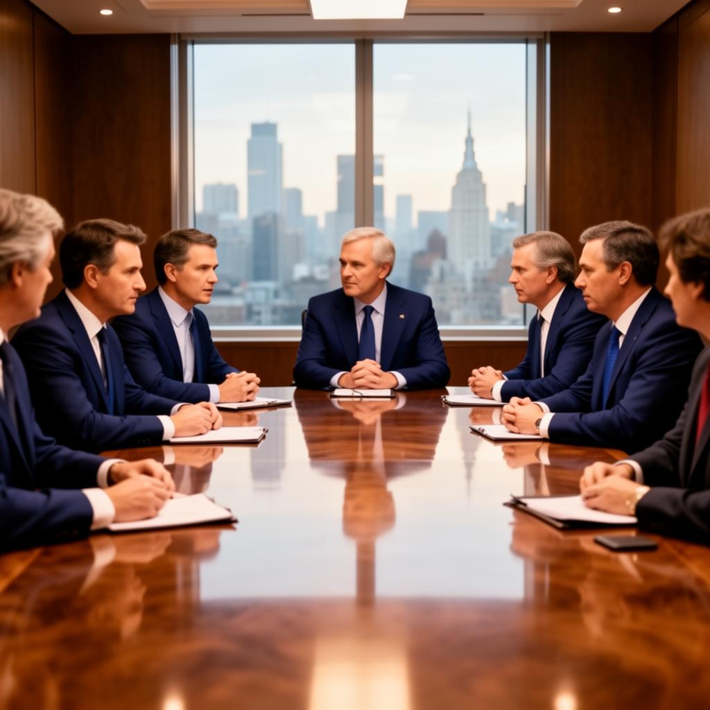 Executives in a corporate boardroom meeting